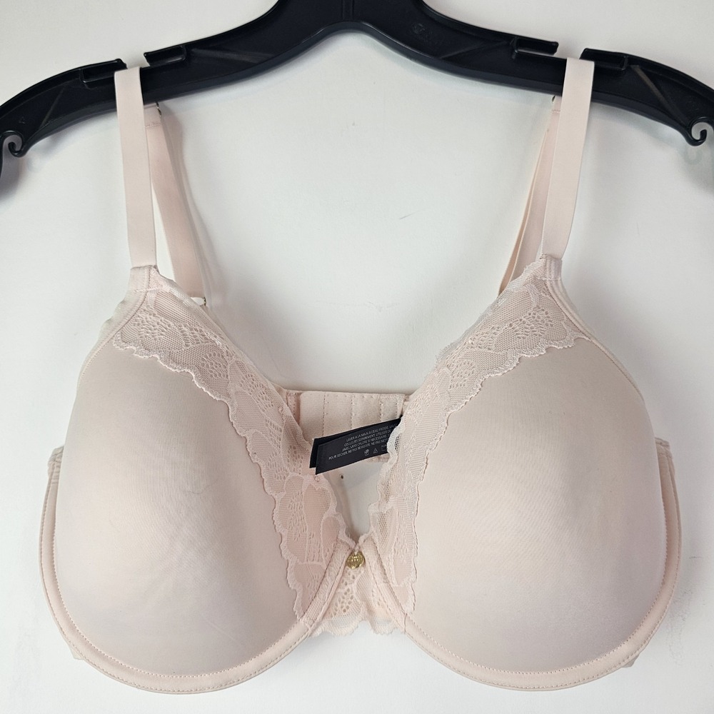 NATORI Bra Light Pink 34DD Underwire Lined Lace Trim Coquette Underwire